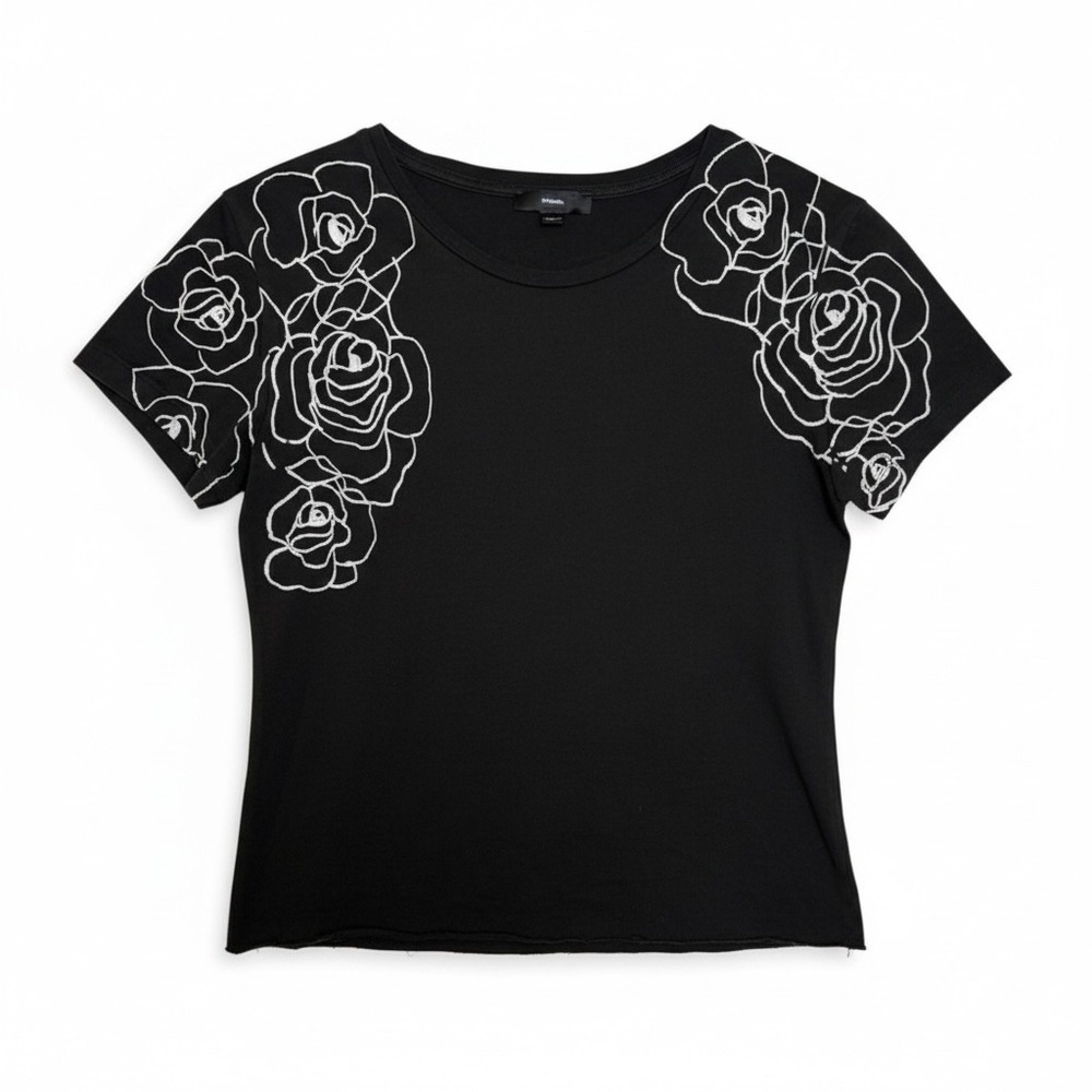 Archive Diesel Y2K Black Rose Graphic Baby Tee • Distressed Indie Sleaze S - Picture 1 of 11